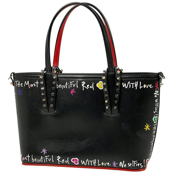 Christian Louboutin Handbags - Christian Louboutin Kabata Tote Bag Painted Shoulder Bag Black Red